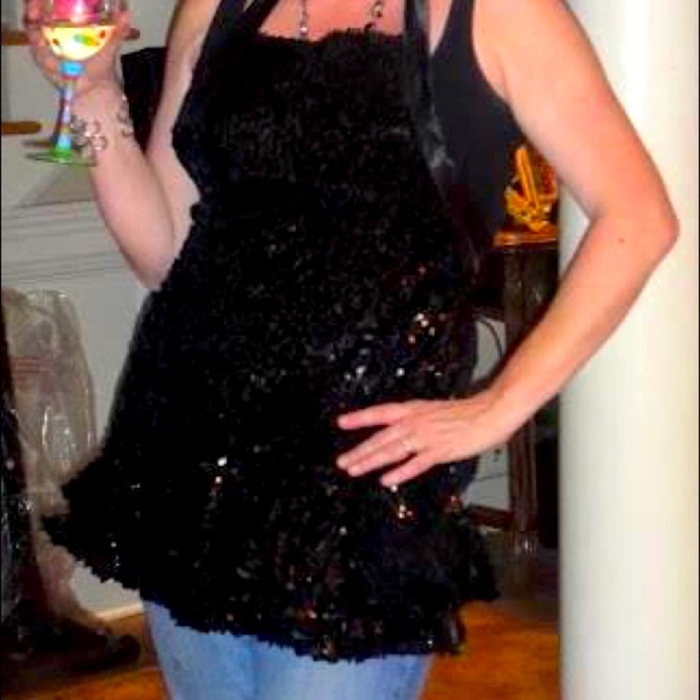 BLACK SEQUIN APRON